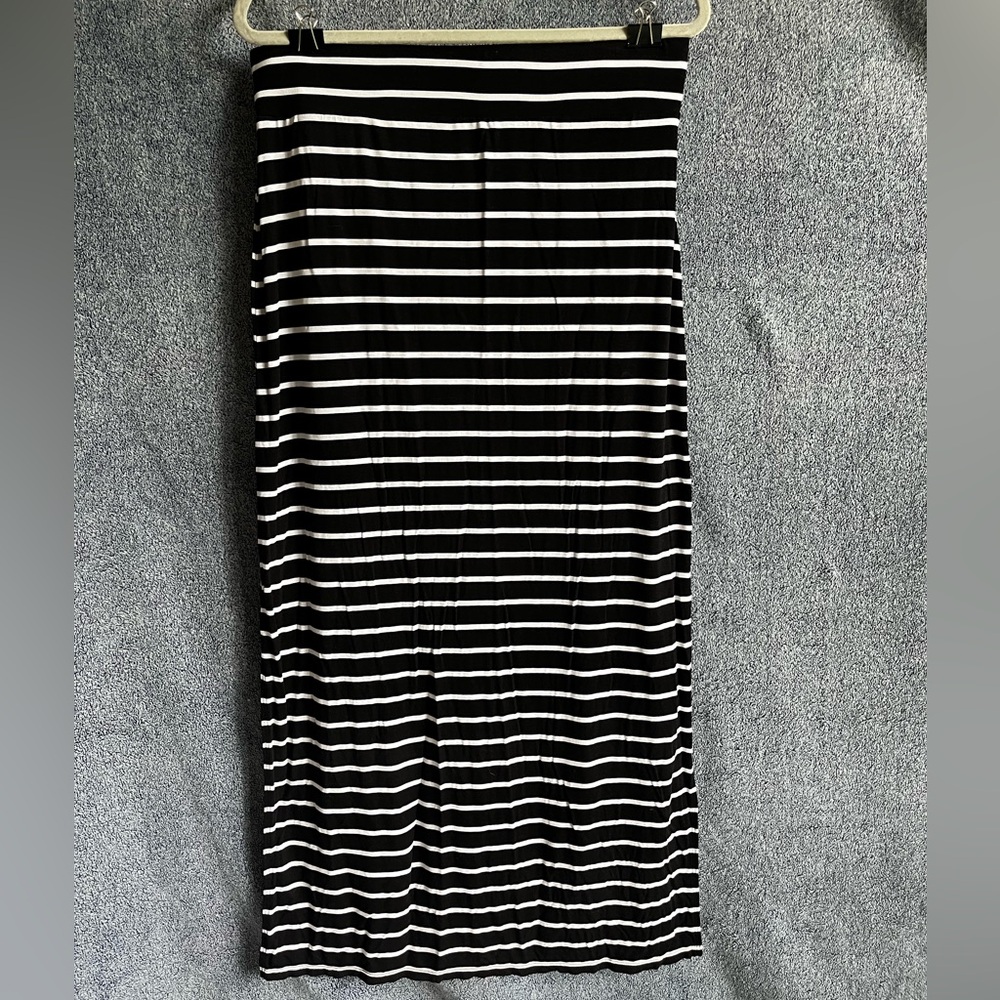 Ana Black and White Striped Maxi Skirt Size Large